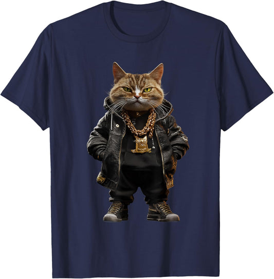 Thug Gangster Life Cat For Hip Hop Fans Meme and Cat lovers Women T-Shirt - T-Shirt | Navy