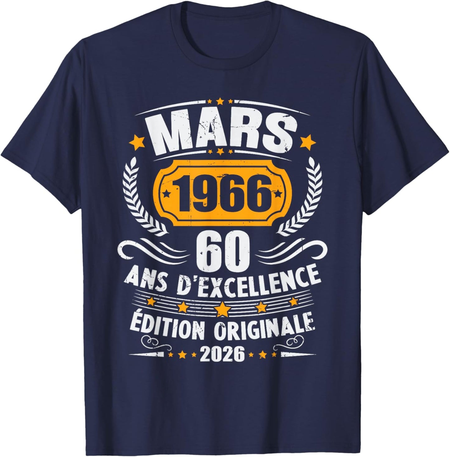 Vintage March 1966 60th Birthday Gift Man Woman T-Shirt - T-Shirt | Navy