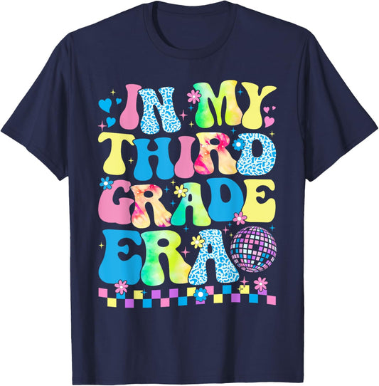 In My Third Grade Era Groovy Back To School Teachers Kids T-Shirt - T-Shirt | Navy