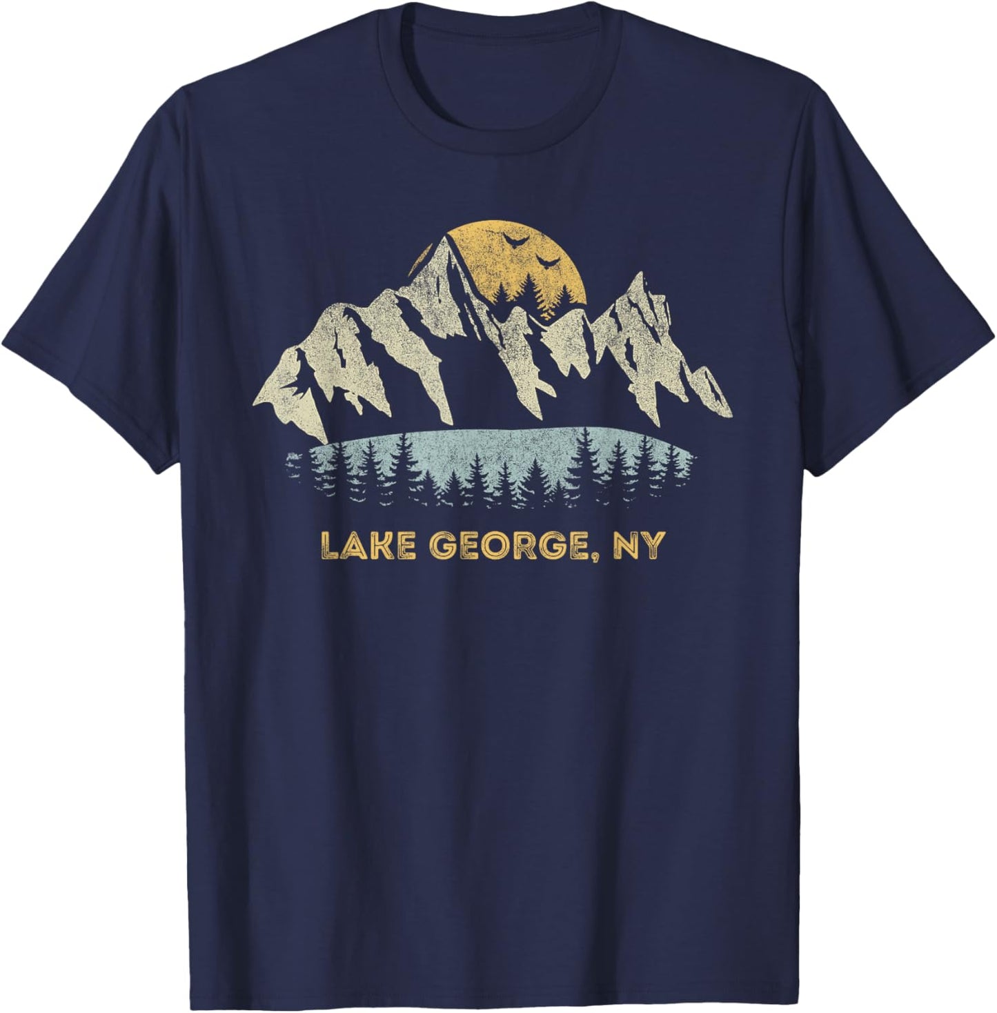 Lake George New York Mountain Sunset Sunrise NY T-Shirt - T-Shirt | Navy