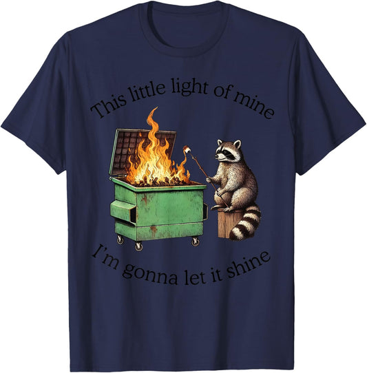Raccoon This Little Light of Mine I'm Gonna Let It Shine T-Shirt - T-Shirt | Navy