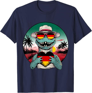 Germany Roots Crocodile Heart German Flag Deutschland T-Shirt - T-Shirt | Navy
