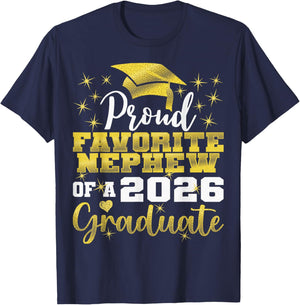 Super Proud Favorite Nephew of 2026 Graduate Senior Family T-Shirt - T-Shirt | Navy