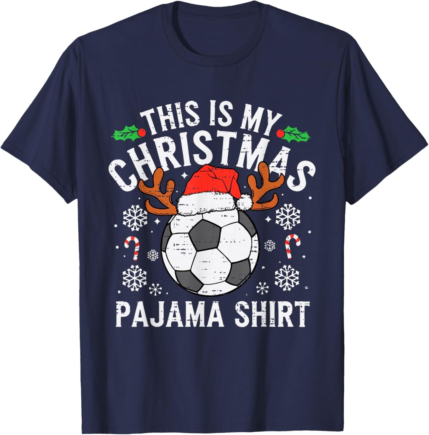 This Is My Soccer Christmas Pajama Shirt Sports Boy Kid T-Shirt - T-Shirt | Navy