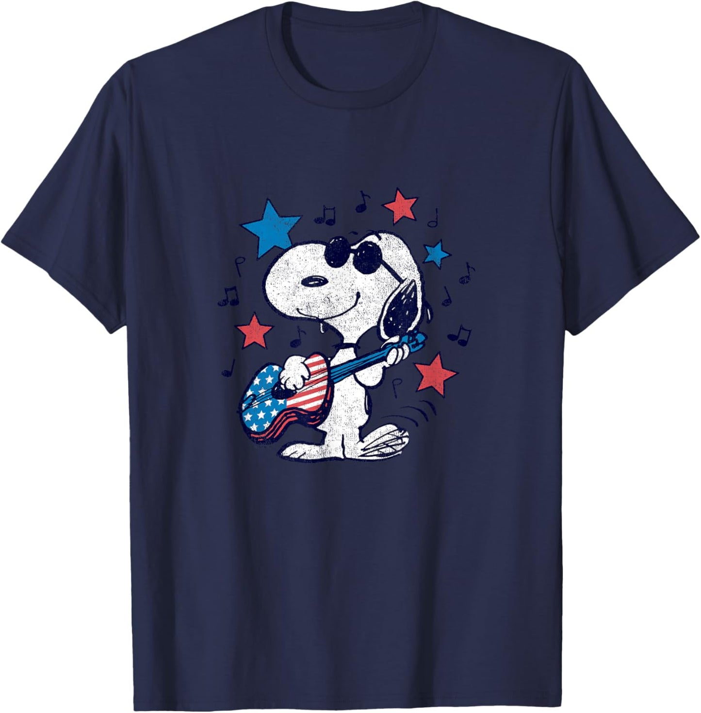 Snoopy - Americana Stars and Stripes Guitar T-Shirt - T-Shirt | Navy