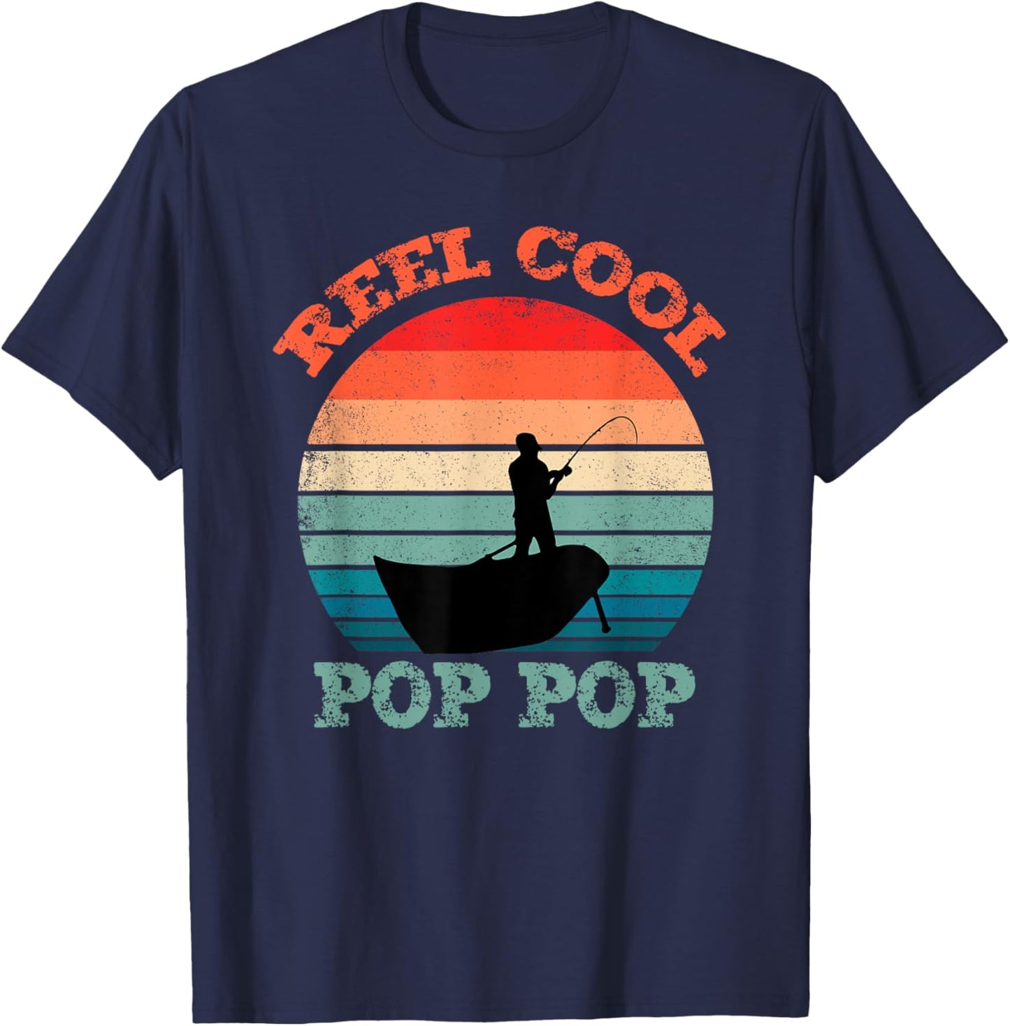 Reel Cool Pop-Pop Fishing Funny Vintage Retro PopPop T-Shirt - T-Shirt | Navy