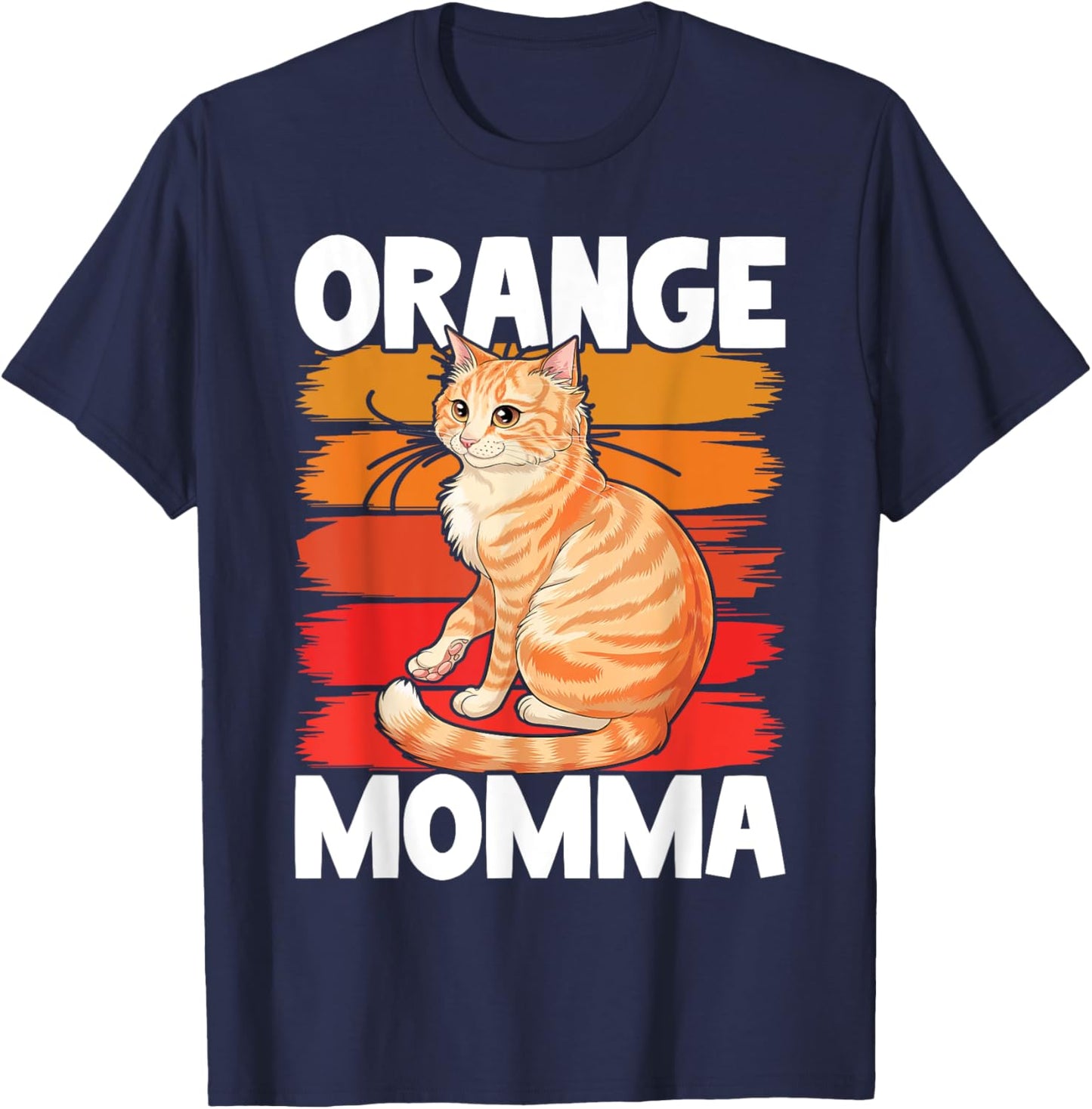 Tabby Cat Orange Cat Mom Orange Momma T-Shirt - T-Shirt | Navy