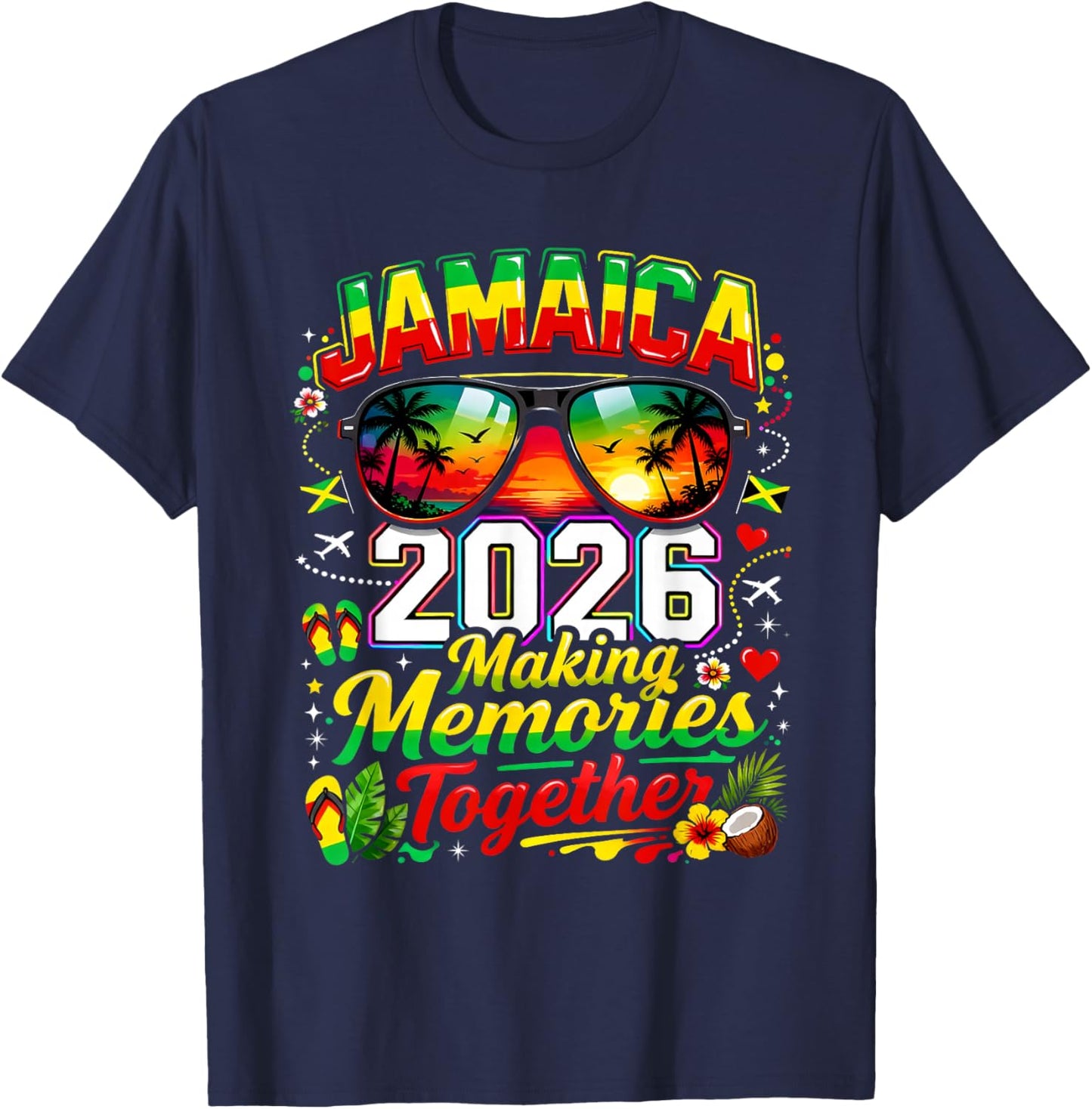 Jamaica 2026 Tropical Family Vacation Making Memories T-Shirt - T-Shirt | Navy