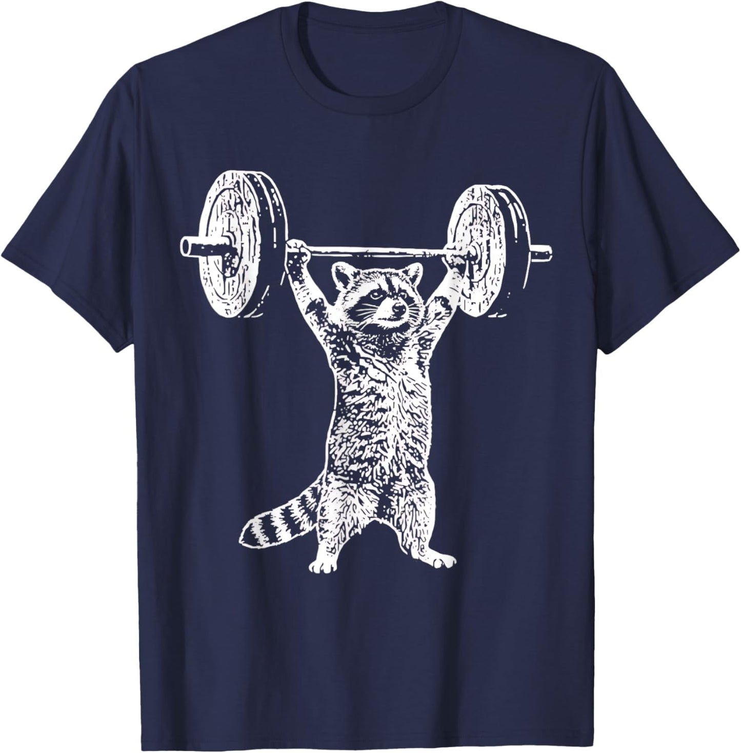 Vintage Retro Gewichtheben Gym Waschbär Kreuzheben Lustig T-Shirt - T-Shirt | Navy