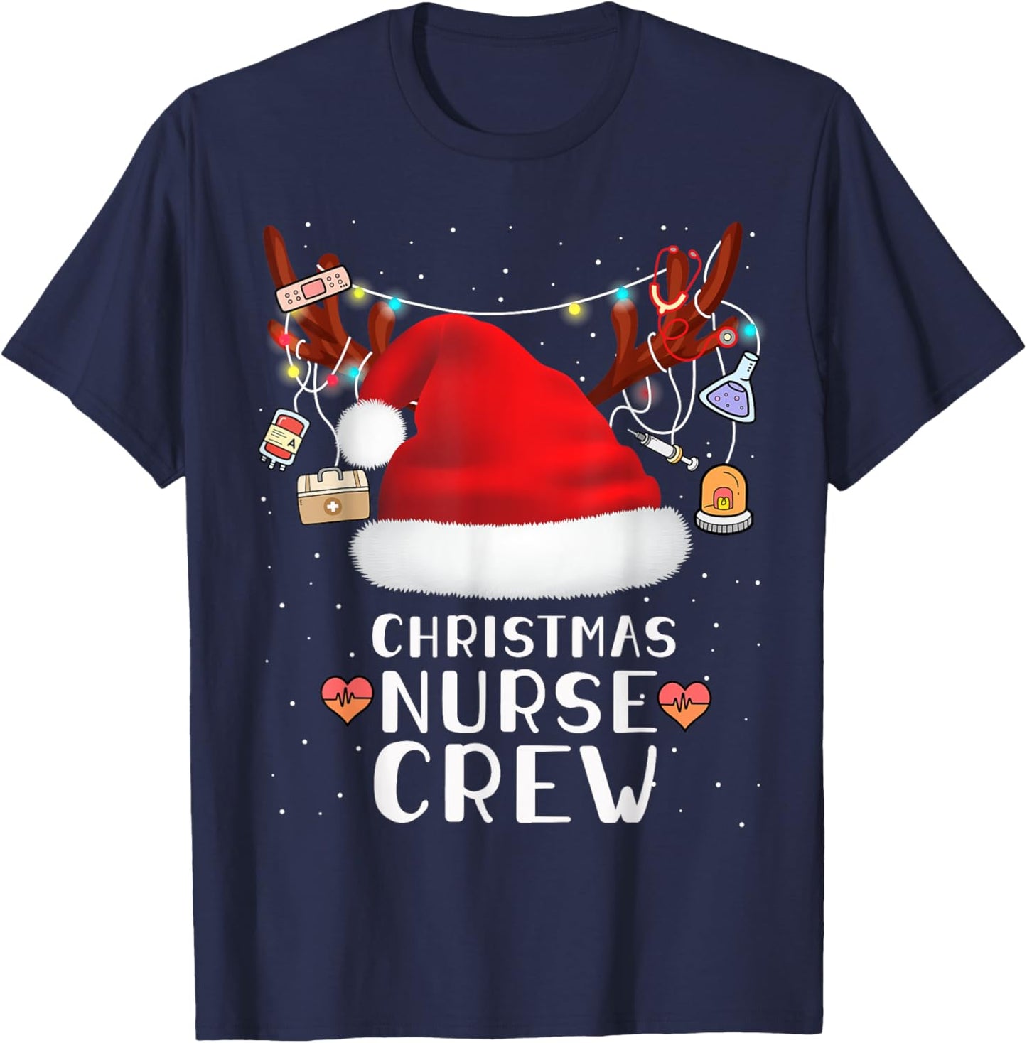 Nurse Crew Christmas Cute Merry Xmas Party Crew Women T-Shirt - T-Shirt | Navy