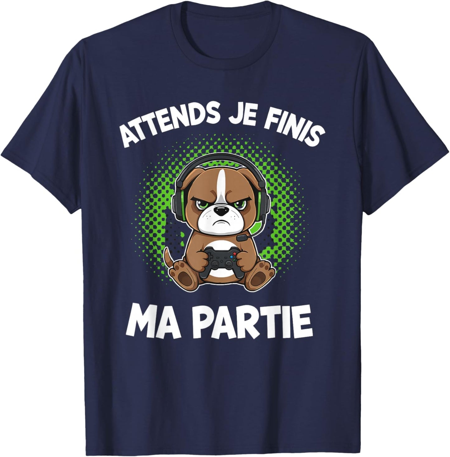 Wait I Finish My Game Funny Humor Gaming Dog Gamer T-Shirt - T-Shirt | Navy