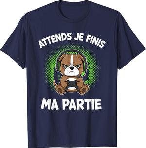 Wait I Finish My Game Funny Humor Gaming Dog Gamer T-Shirt - T-Shirt | Navy