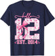 Hello Twelve Est 2014 Pink Coquette Bow 12th Birthday Girl T-Shirt - T-Shirt | Navy
