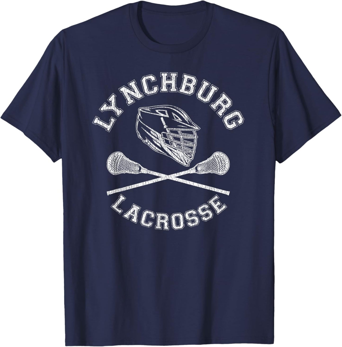 Lynchburg Lacrosse Vintage Distressed Retro Lax T-Shirt - T-Shirt | Navy