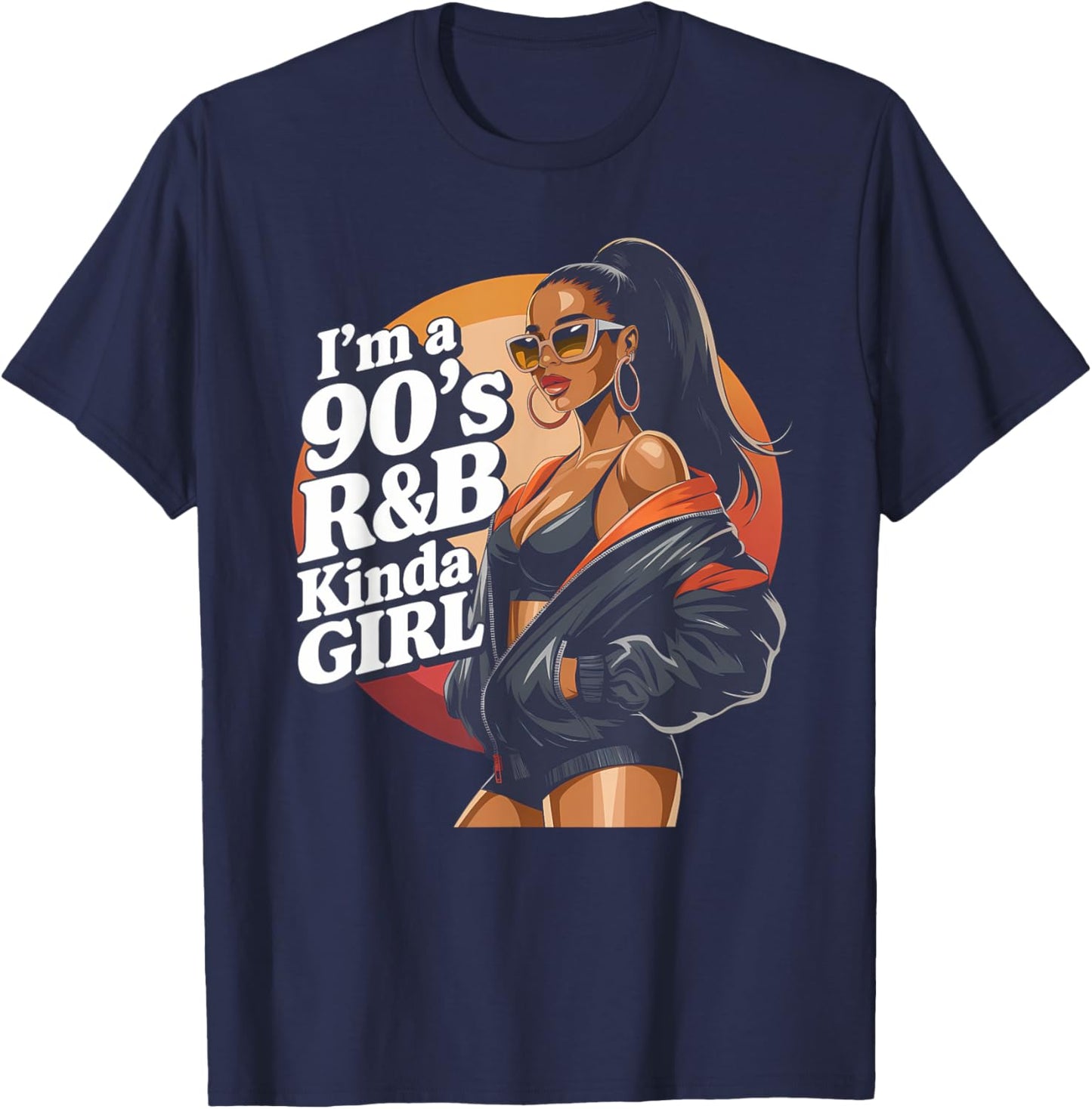 90s R&B Shirts Raised On 90s R&B Girl Hip Hop Muse T-Shirt - T-Shirt | Navy