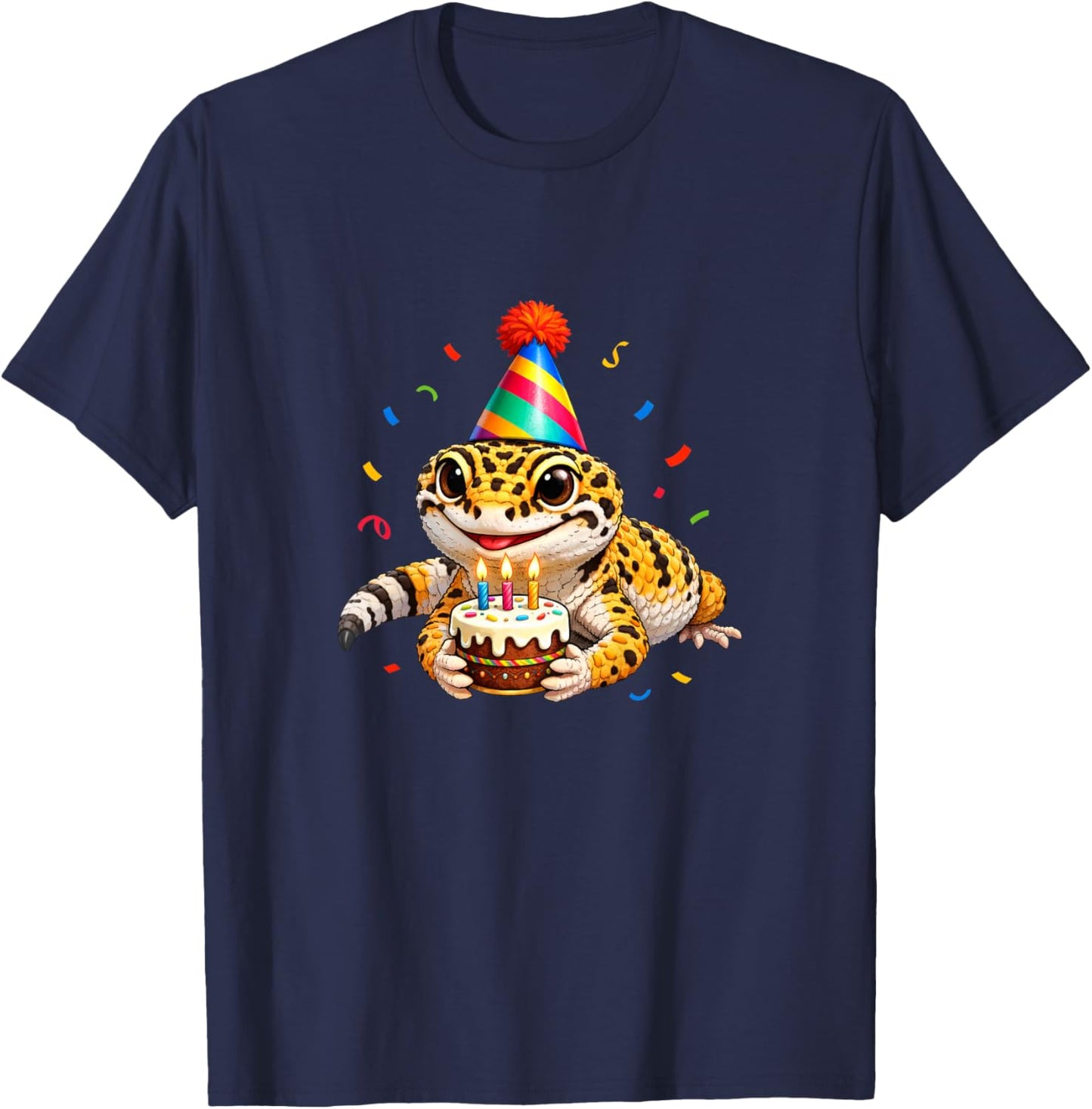 Birthday Leopard Gecko Kids Toddlers Boys Girls T-Shirt - T-Shirt | Navy