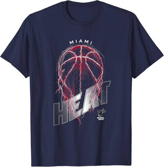 NBA Miami Heat Lightning Bolt Basketball Logo T-Shirt - T-Shirt | Navy