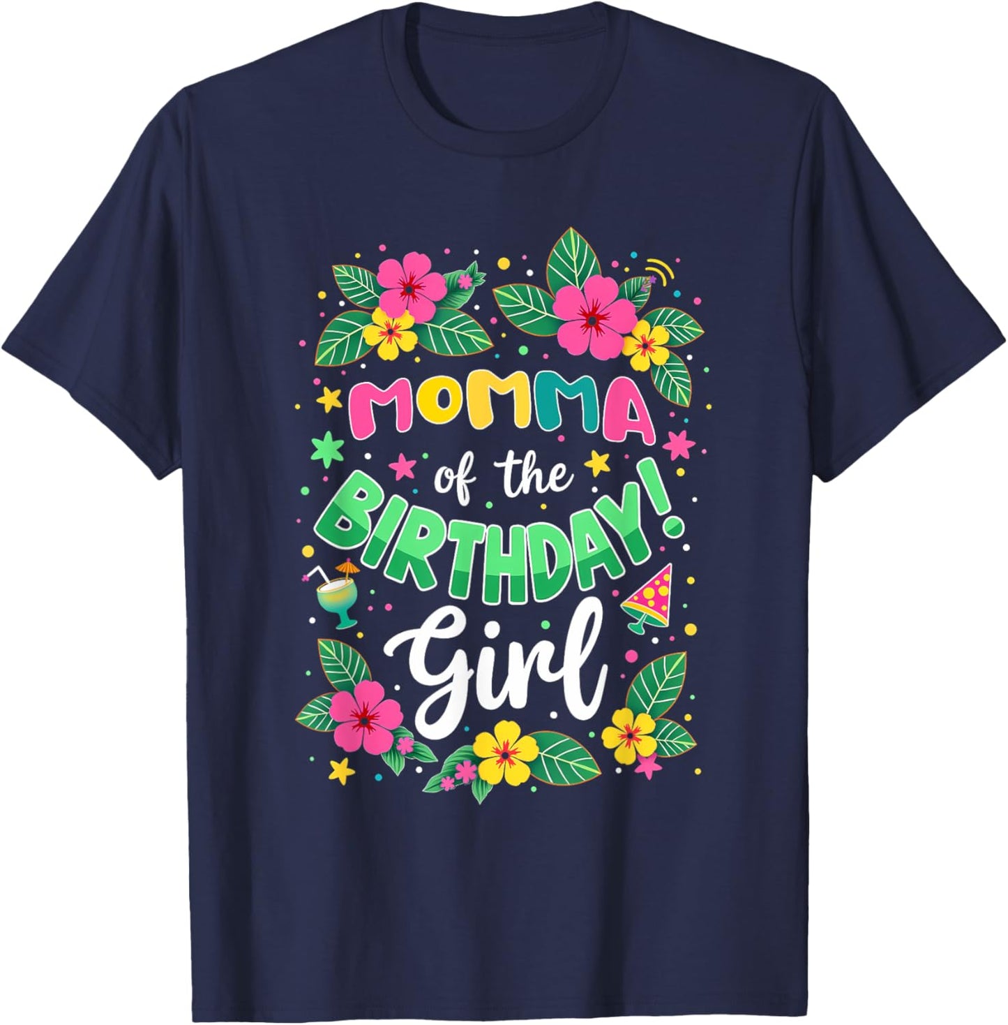 Aloha Hawaii Mommy Momma Of The Birthday Girl T-Shirt - T-Shirt | Navy