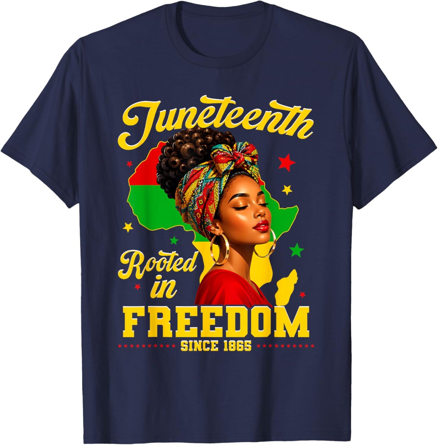 Juneteenth Rooted in Freedom Since 1865 Black Women Girls T-Shirt - T-Shirt | Navy