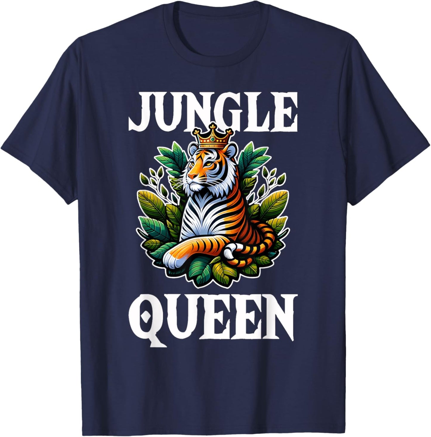 Jungle Queen Wild Animal Lover Wildlife Nature Graphic T-Shirt - T-Shirt | Navy