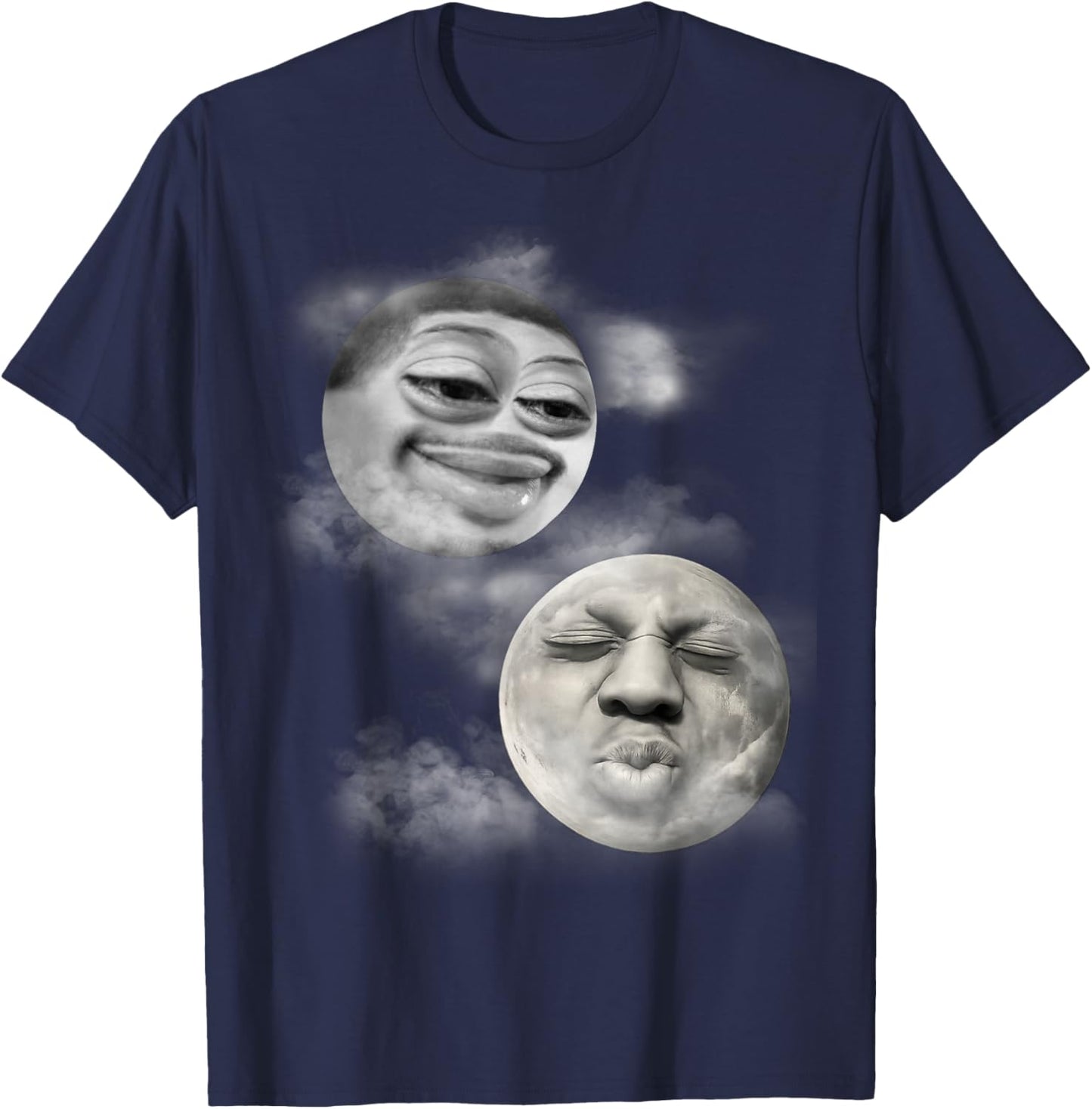 Funny Flight Reacts and Speed Moon Face Meme T-Shirt - T-Shirt | Navy
