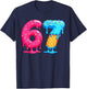 Six Seven Ice Cream Drip Cool Meme 67 Funny Number T-Shirt - T-Shirt | Navy