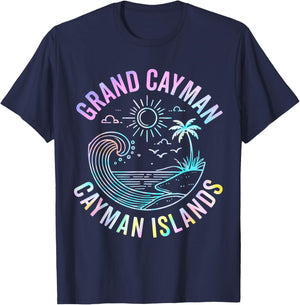 Tie Dye Grand Cayman Souvenirs Cayman Island Sunset Beach T-Shirt - T-Shirt | Navy