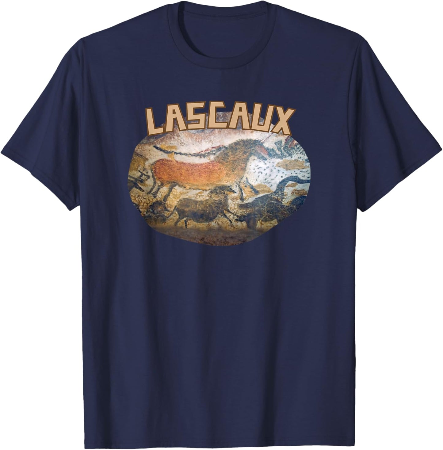 Lascaux Cave Painting Prehistoric Art Horses Parietal Art T-Shirt - T-Shirt | Navy