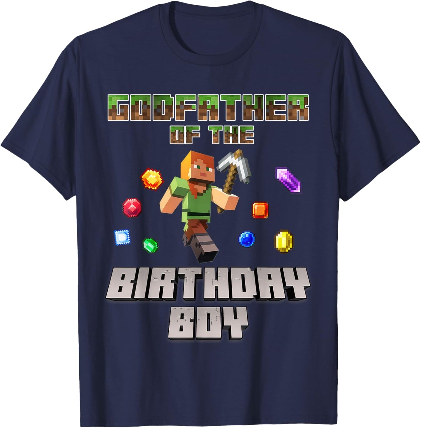 Godfather Of The Birthday Boy Video Gamer Pixel Number T-Shirt - T-Shirt | Navy