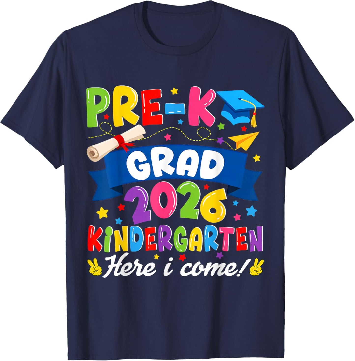 Pre-k Graduation 2026 Kindergarten Graduate Kids Boys Girls T-Shirt - T-Shirt | Navy