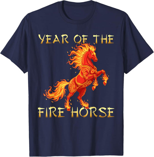 Year The Fire Horse 2026 Chinese Lunar New Year T-Shirt - T-Shirt | Navy