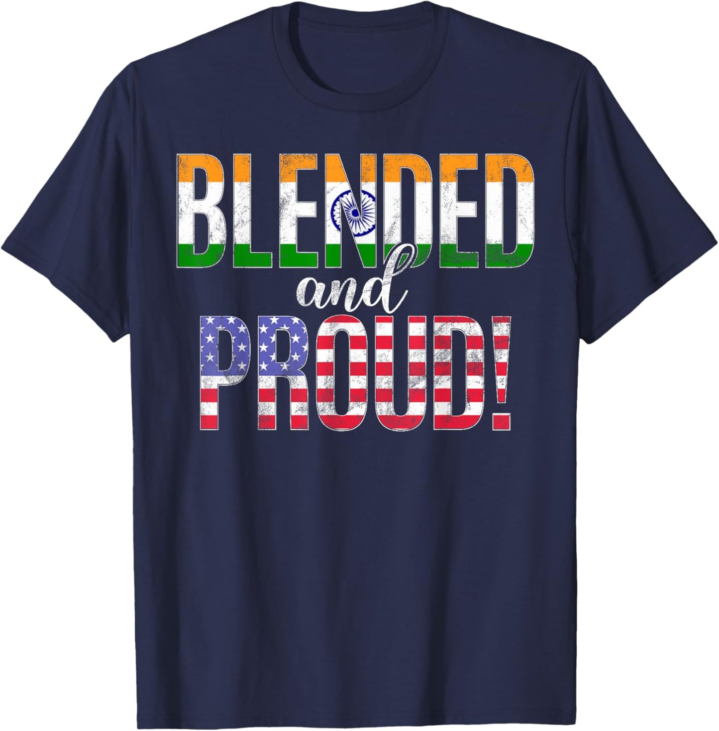 Blended And Proud Nationality Half Indian Half American T-Shirt - T-Shirt | Navy