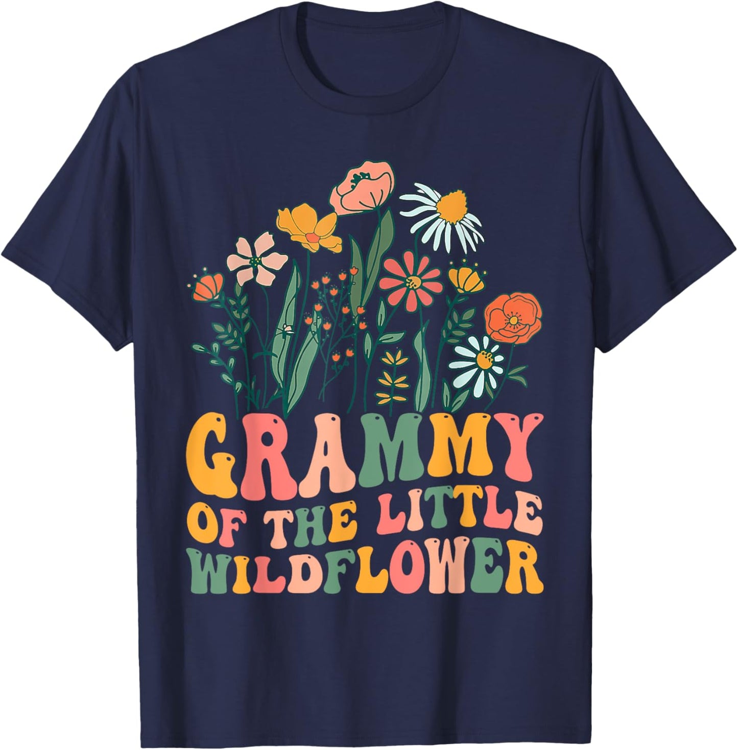 Grammy Of The Little Wildflower Birthday Party Baby Shower T-Shirt - T-Shirt | Navy