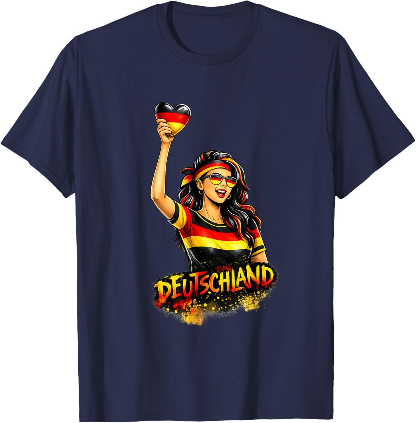 Deutschland Herz Deutsche Flagge Germany T-Shirt - T-Shirt | Navy