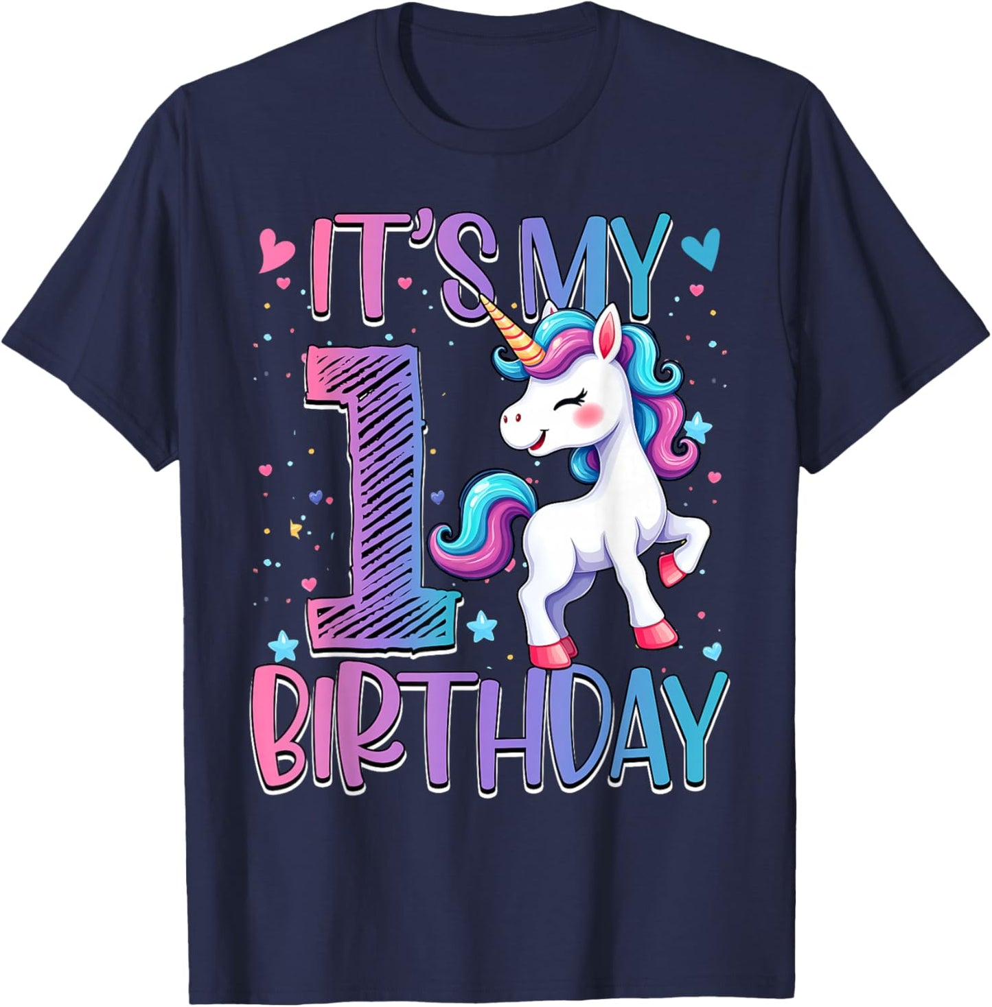 It’s My 1st Birthday Unicorn Outfit for 1 Year Old Girls T-Shirt - T-Shirt | Navy