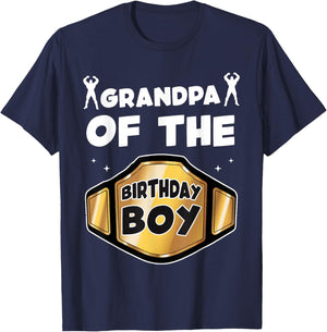 Grandpa of The Birthday Boy Wrestling Belt Birthday Boys T-Shirt - T-Shirt | Navy