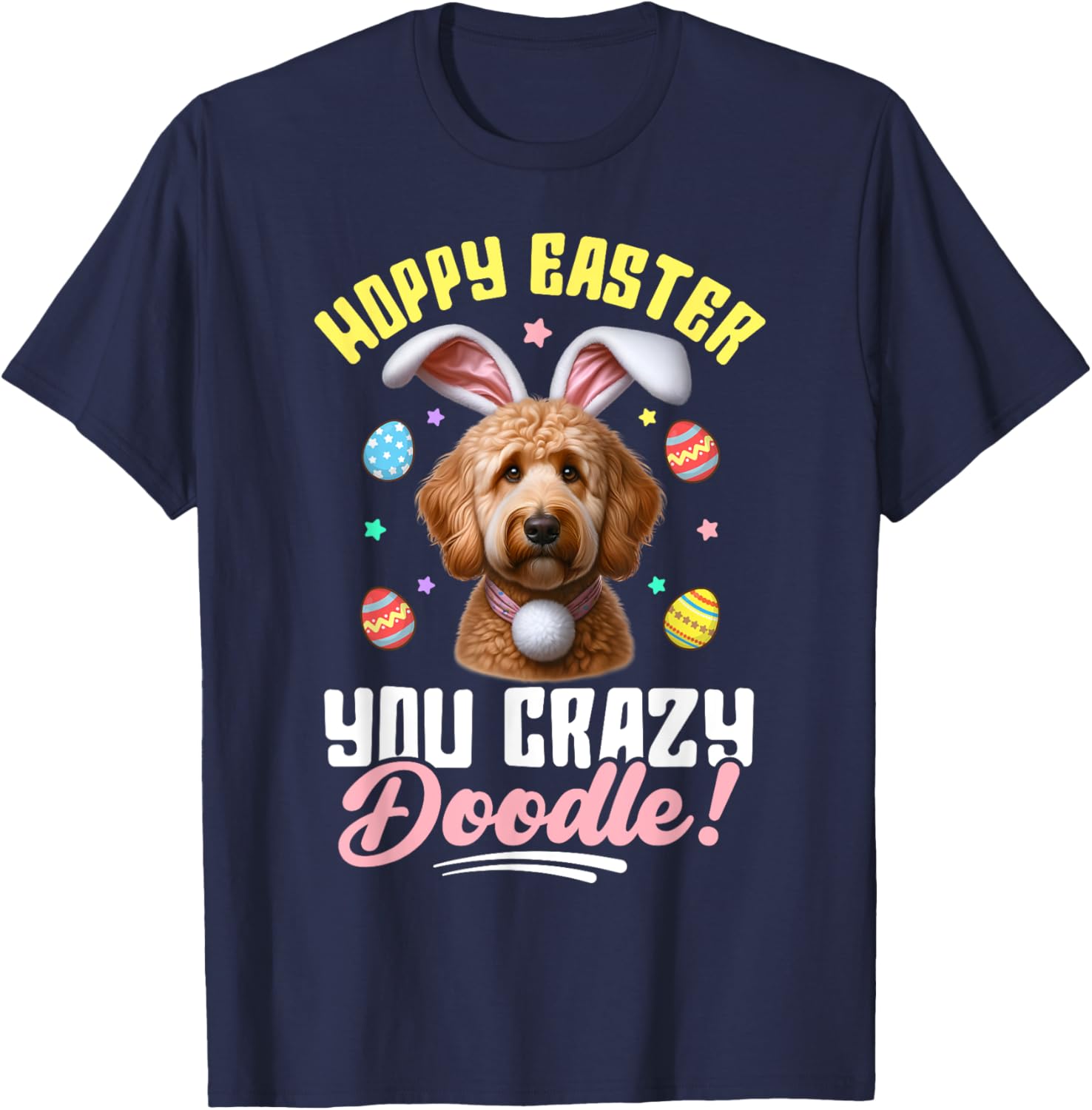 Funny Hoppy Easter Doodle Bunny Dog Lover T-Shirt - T-Shirt | Navy