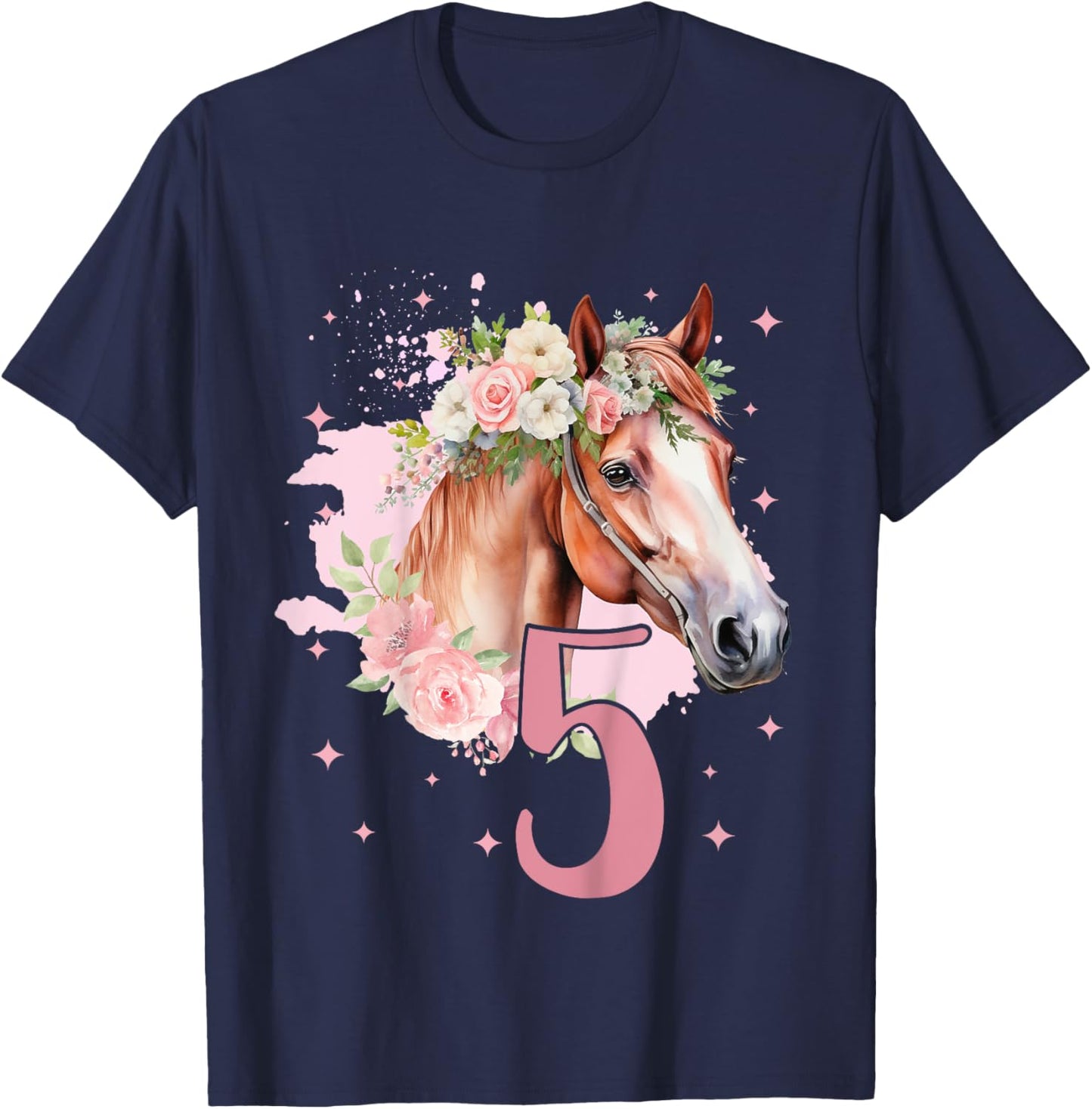 5th Birthday Horse Girl 5 Years Five Finally 5 Birthday T-Shirt - T-Shirt | Navy