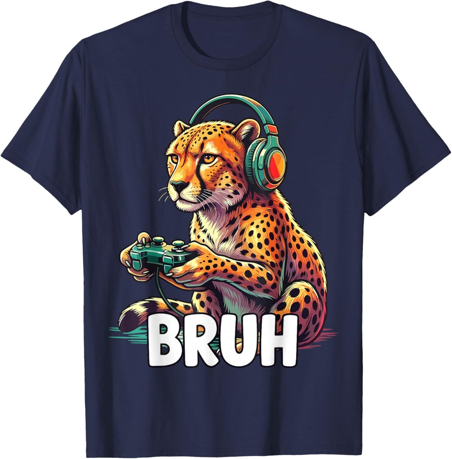 Bruh Cheetahs Funny Video Games Cheetah T-Shirt - T-Shirt | Navy