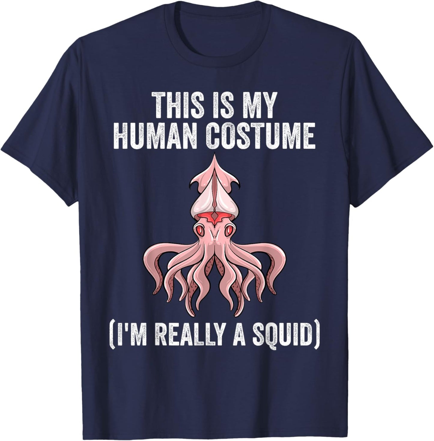 Best Squid Art For Kids Men Women Adult Octopus Lover Squid T-Shirt - T-Shirt | Navy