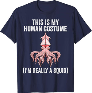Best Squid Art For Kids Men Women Adult Octopus Lover Squid T-Shirt - T-Shirt | Navy