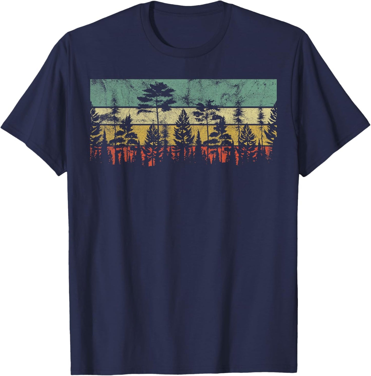 Trees Outdoors Wildlife Nature Vintage Forest Nature Retro T-Shirt - T-Shirt | Navy