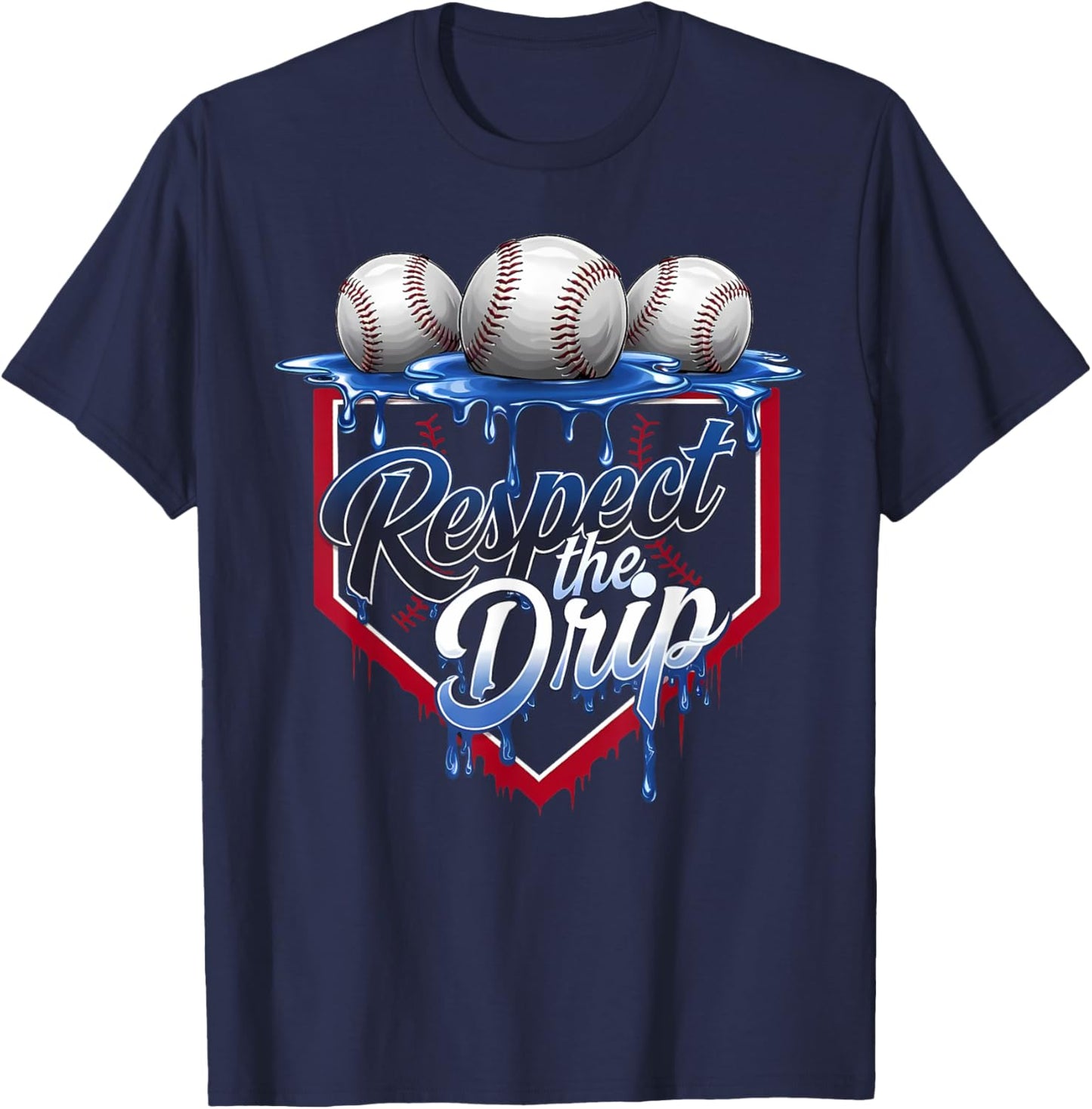 Baseball Drip Boys Ice Cream Drip Youth Respect The Drip T-Shirt - T-Shirt | Navy
