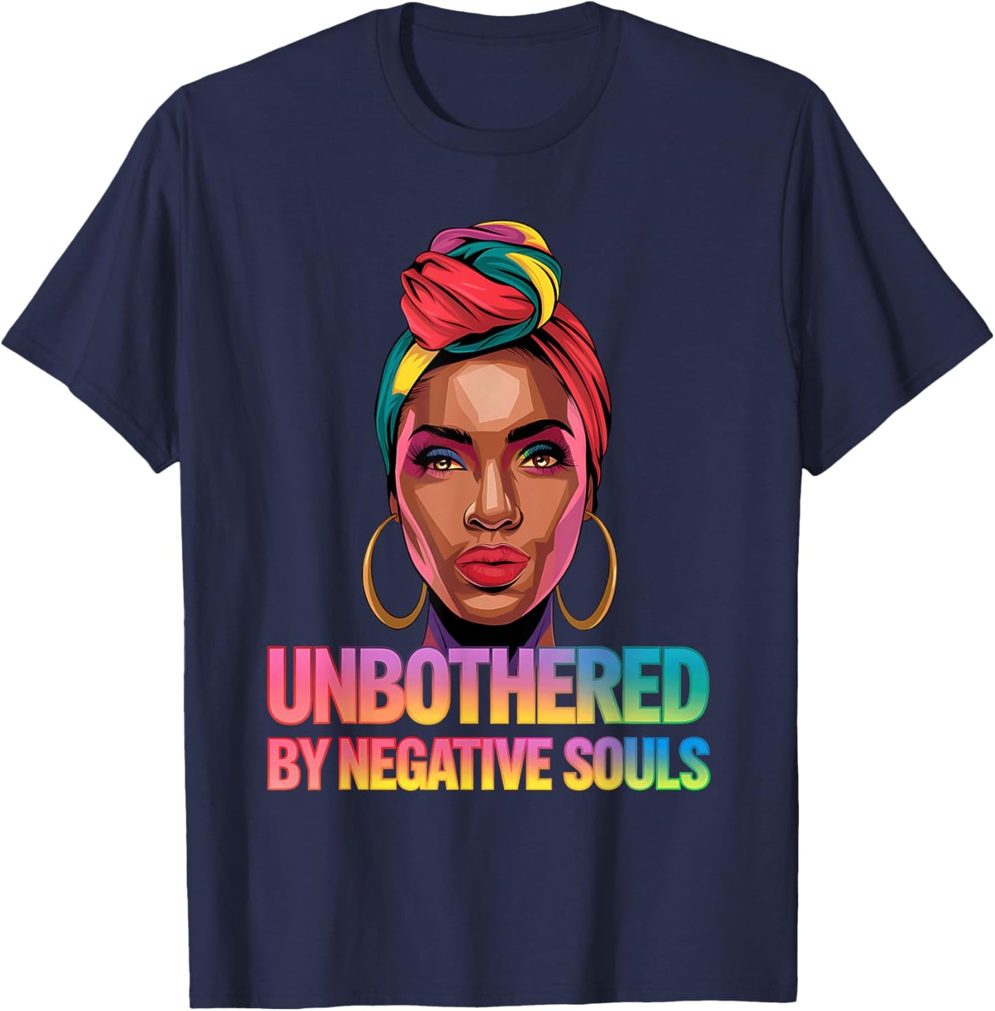 Unbothered By Negative Souls Camo Black African American T-Shirt - T-Shirt | Navy