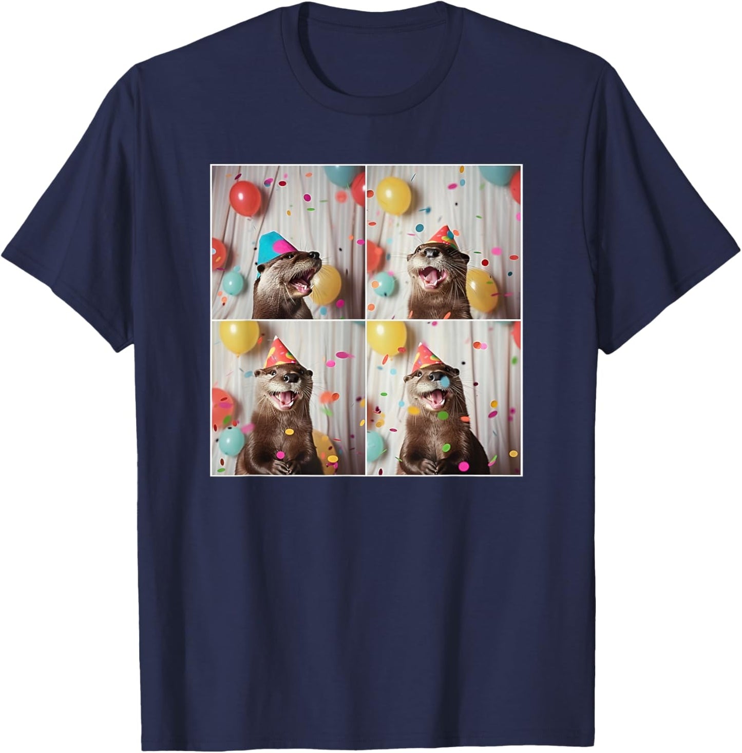 Cute Otter Face River Animal Colorful Sea Otter Birthday T-Shirt - T-Shirt | Navy