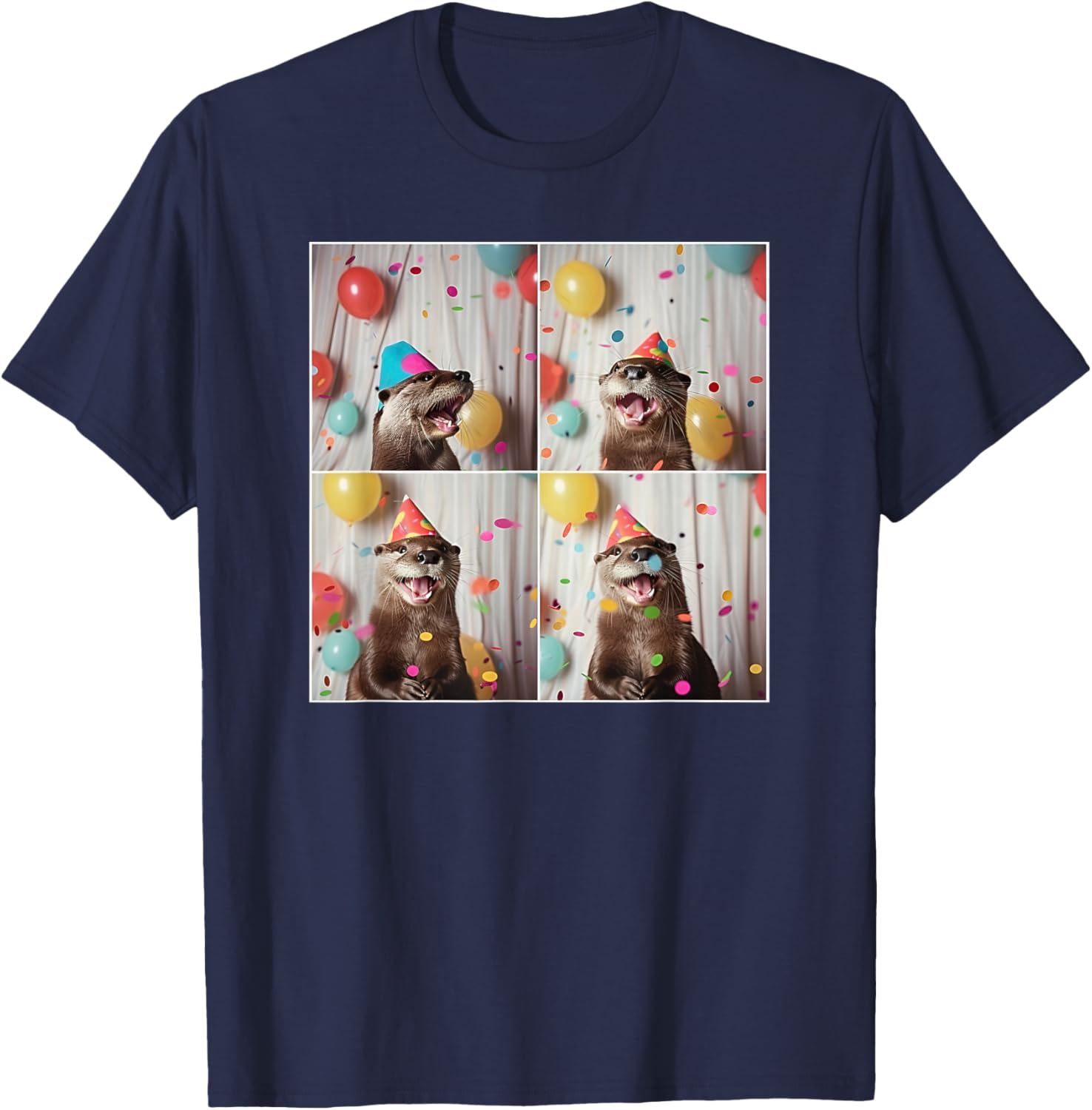 Cute Otter Face River Animal Colorful Sea Otter Birthday T-Shirt - T-Shirt | Navy