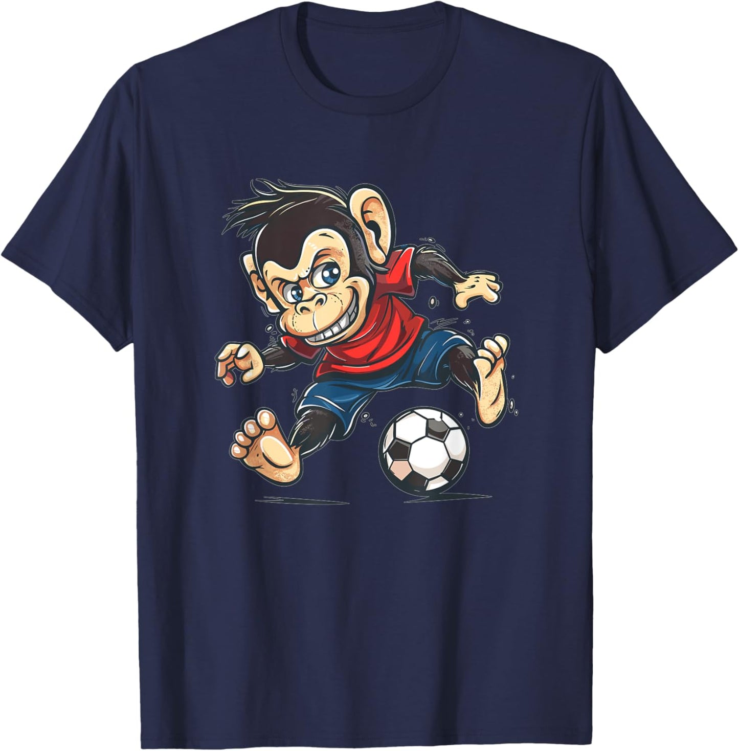 Cute Monkey Soccer T-Shirt - T-Shirt | Navy