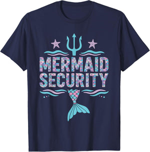 Mermaid Security Funny Dad Family Squad T-Shirt - T-Shirt | Navy