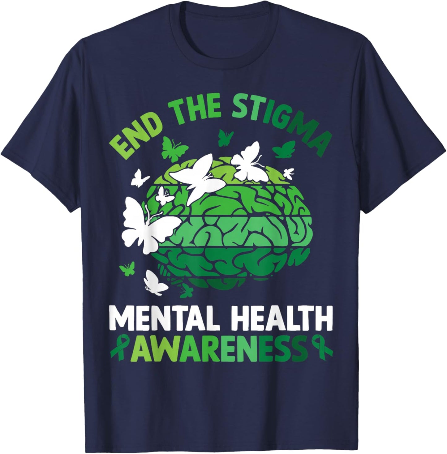 End The Stigma Mental Health Matters Mental Health Awareness T-Shirt - T-Shirt | Navy