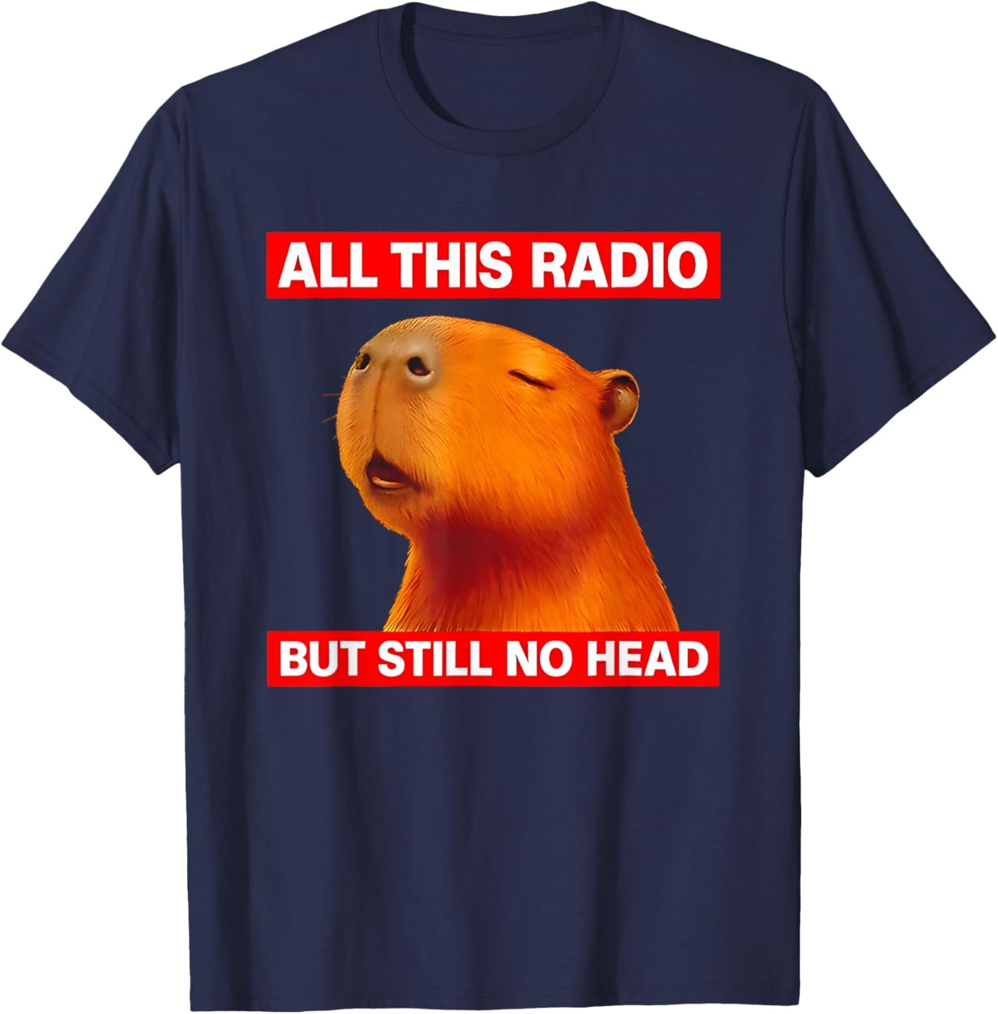 All This Radio But Still No Head Capybara T-Shirt - T-Shirt | Navy